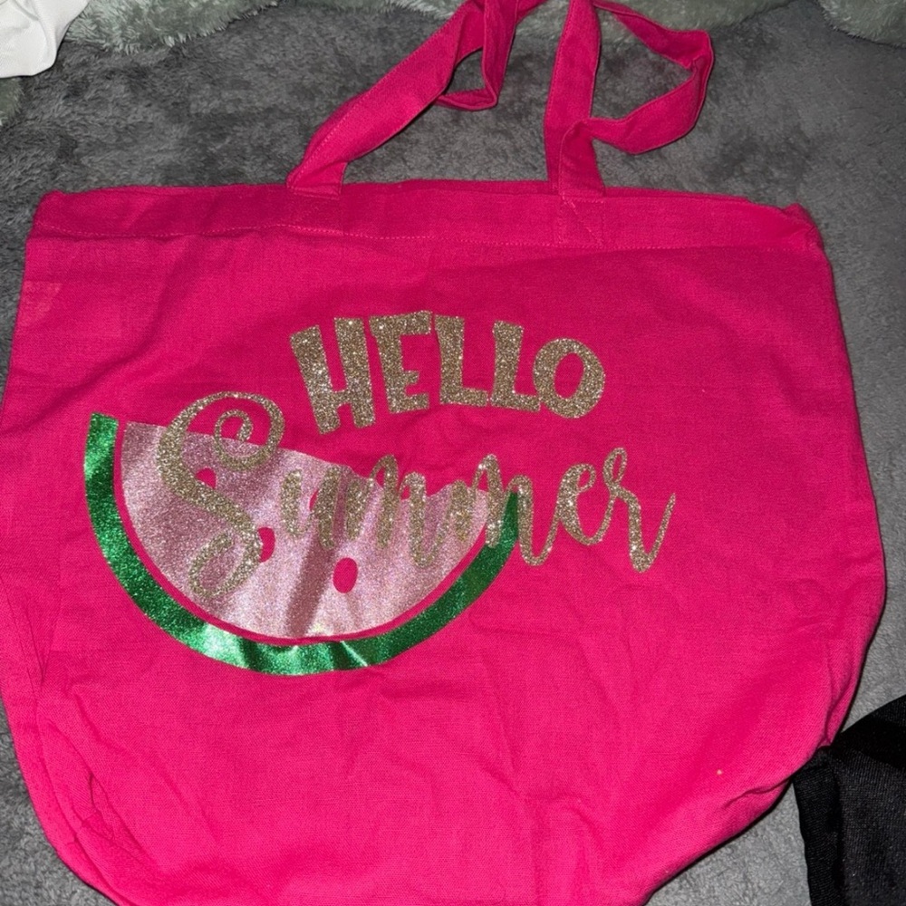 Pink Tote Bag with Watermelon Design